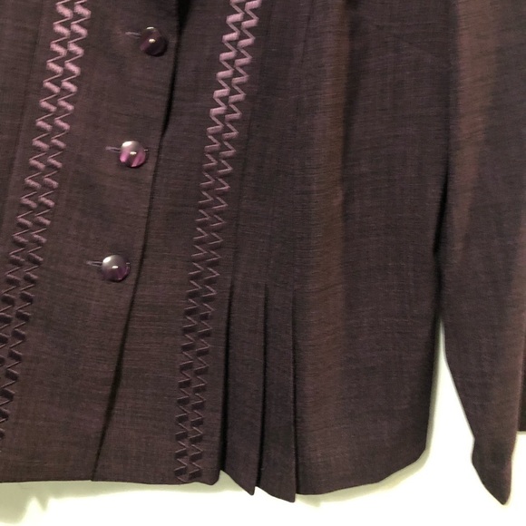 Danny & Nicole purple blazer size 16W embroidered, button up, vintage, purple - Picture 7 of 11